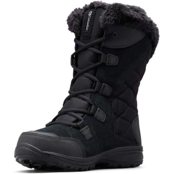 Black Waterproof Ice Maiden II Snow Winter Cold Leather Boot‎ for Adult Women - Picture 2 of 5
